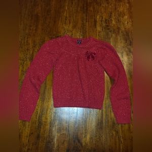 Girl's Place red glittery long sleeve sweater bow size 7/8